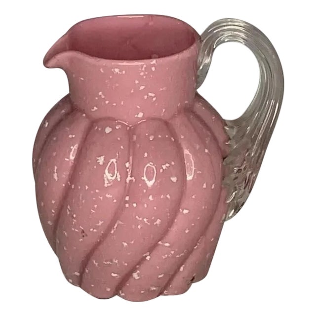 19th Century Vasa Murrhina Pink Spangle Glass Cream Jug For Sale