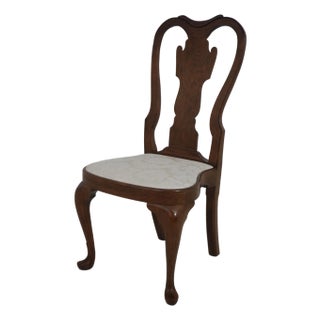 Bench Made Walnut Queen Anne Side Chair For Sale