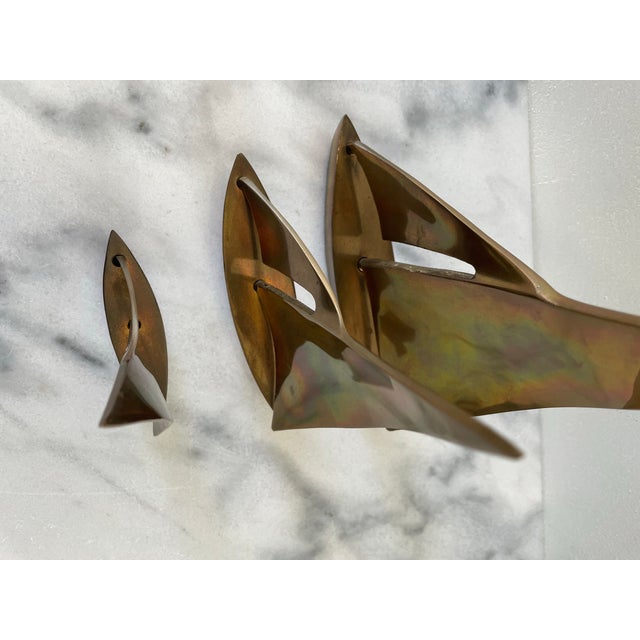 Vintage Collection of Brass Sailboat Figurines- Set of 3 For Sale - Image 4 of 7