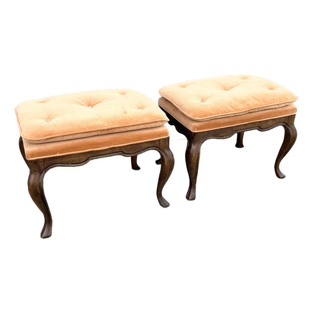 Vintage Louis XV-style Tufted Footstools/Benches by Drexel Heritage For Sale