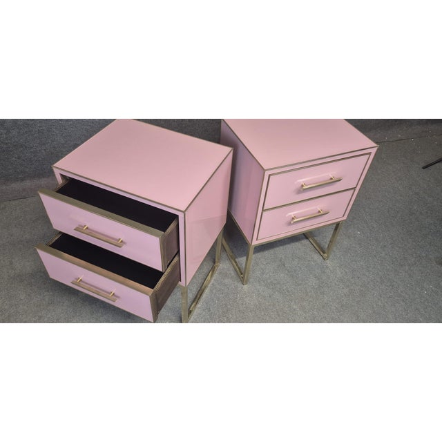 Pink Murano Glass and Brass Bedside Tables from Justfurnituress SRL, Set of 2 For Sale - Image 18 of 18
