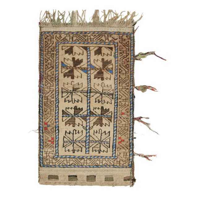 Beige Antique Baluch Persian Rug in Brown, Beige & Blue Geometric Pattern For Sale - Image 8 of 8