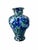 Blue and Green Spatter Art Glass Vase With Cobalt Scroll Handles For Sale - Image 4 of 15