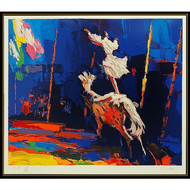 Impressionist Late 20th Century Nicola SIMBARI Embossed Color Serigraph Large Signed Cheval Blanc Horse Artwork, Nicola Simbari For Sale - Image 3 of 6