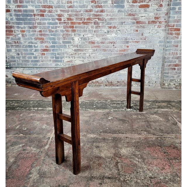 Chinese Antique Altar Table - c.1920s Dimensions: 34 x 80 x 10 1/2 in. (85.7 x 203.8 x 26.7 cm.)