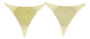 Pop Art Clip-on Earrings Cream White Lucite with Gilt Texture - 2 Pieces