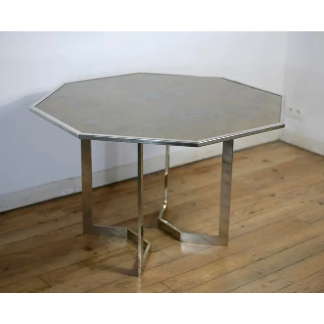 French Chrome Steel and Glass Dining Table, 1970s For Sale - Image 3 of 18