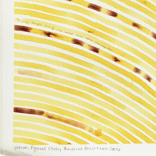 Vietnam Pigment Study: Gardenia Fruit + Iron Oxide - Original Natural Pigment Watercolor on Paper by Heidi Lowell For Sale In Los Angeles - Image 6 of 6