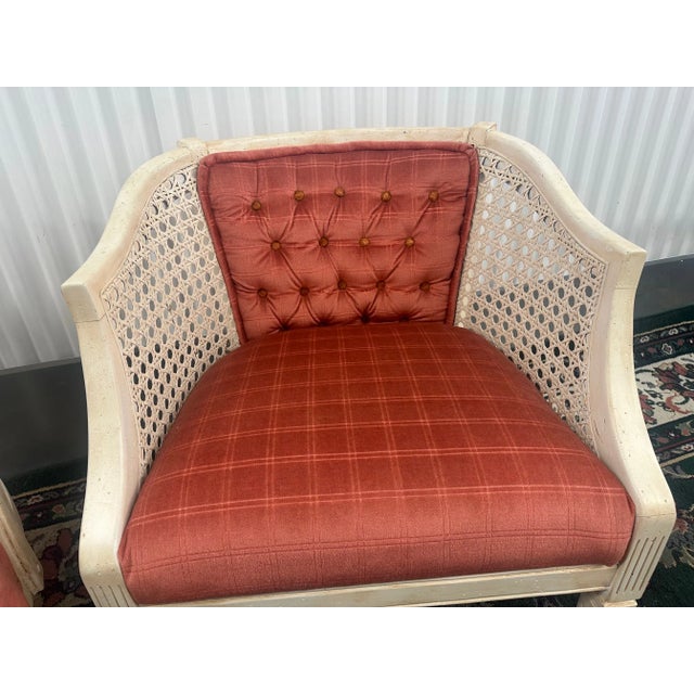 Traditional Set of Two Vintage Cane Barrel Back Tub Chairs For Sale - Image 3 of 10