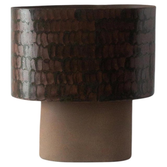 Small Brown Table Lamp in Stoneware with Hand-Painted Glaze by Lucas Huillet For Sale - Image 14 of 14
