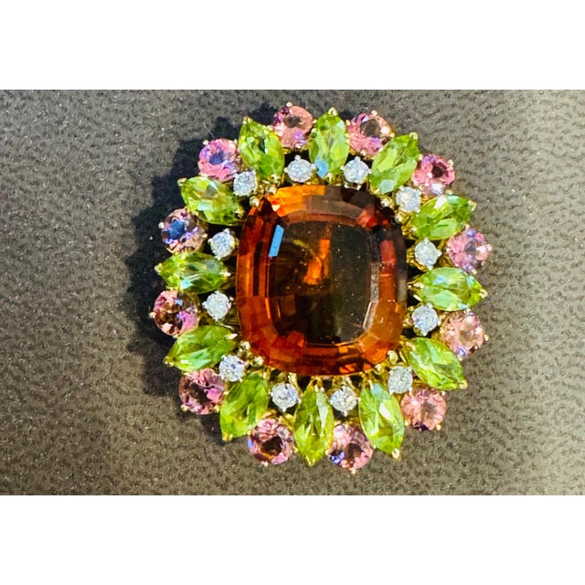 Estate Buccellati GIA Certified Orange Citrine, Diamond Pin/Pendant 18KG 21.8gm For Sale In New York - Image 6 of 18