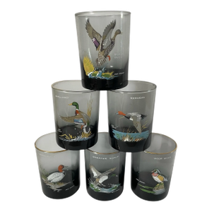 Ned Smith 22k Gold Rim Waterfowl Dof Double Old-Fashioned Glasses, Set of 6