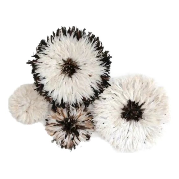 Authentic Handmade Afrian Feather Juju Hat Decor- Set of 4 For Sale