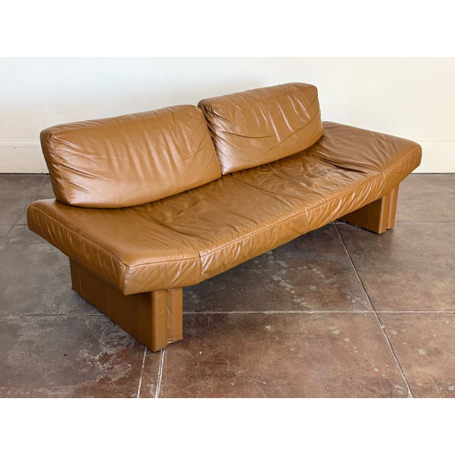 Vintage 1980's Italian Leather Postmodern Sofa For Sale In Los Angeles - Image 6 of 9