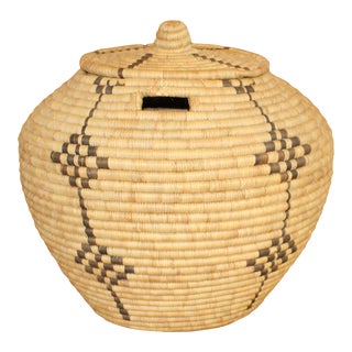 X-Large 1980s African Lidded Basket For Sale