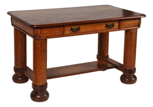 Antique Arts & Crafts Oak Writing Table / Console