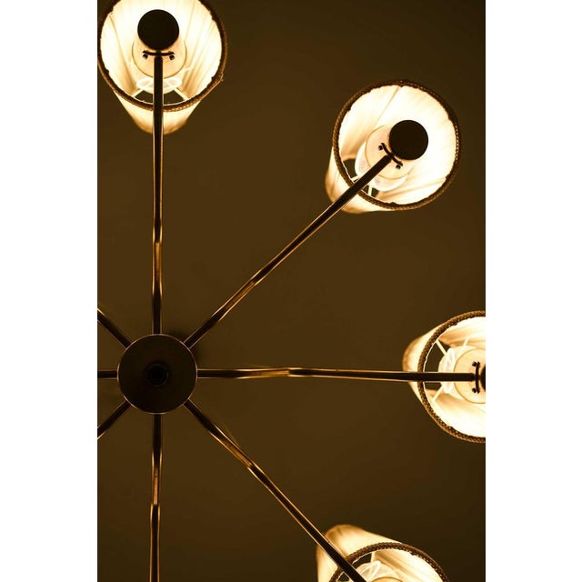 Brass and Fabric Chandelier by Hans Bergström for Asea, 1950s For Sale - Image 12 of 14