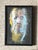 This vintage abstract portrait oil pastel painting presents a captivating interpretation of the human form through...