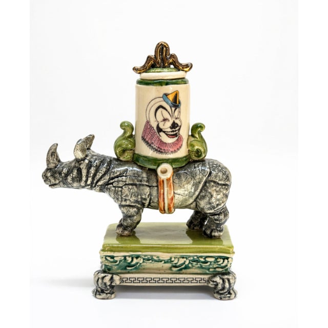 Contemporary Ron Carlson, "Rhino With Lidded Container & Plinth" For Sale - Image 3 of 3