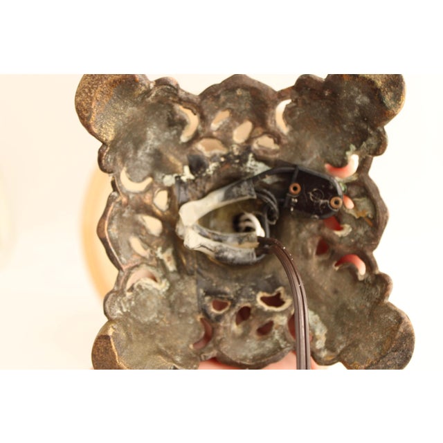 Gold Vintage Art Nouveau Blown Glass Table Lamp W/ Brass Base, Caramel Slag, Houze For Sale - Image 8 of 15