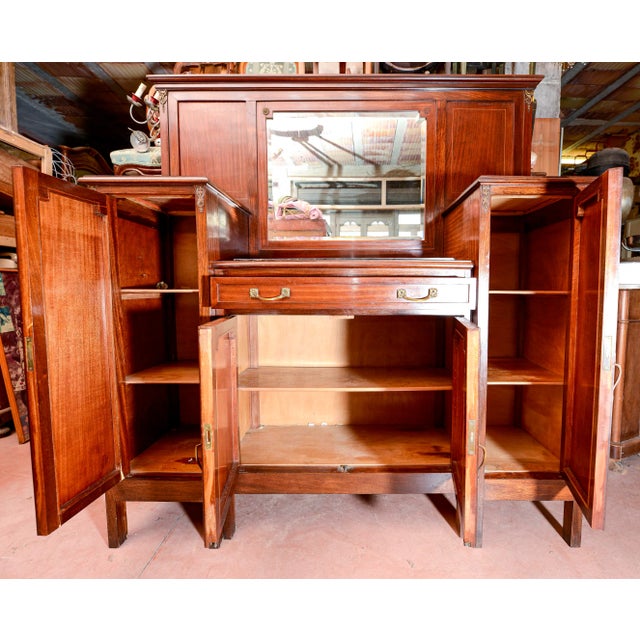 Vintage Italian Liberty Sideboard with Black Marble Plans & Central Mirror For Sale - Image 17 of 18