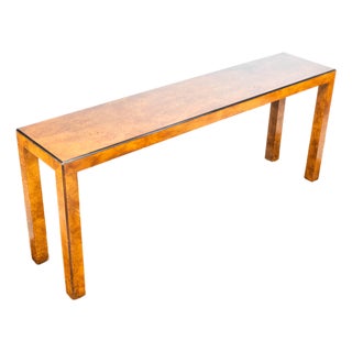 1970s John Widdicomb Parsons Burl Wood Console Table For Sale