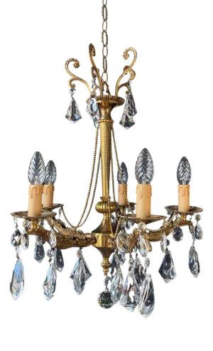 Vintage Italian Chandelier in Bronze and Brass, 1950s