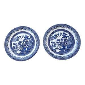 Pair of Blue and White Chargers Blue Willow Platters