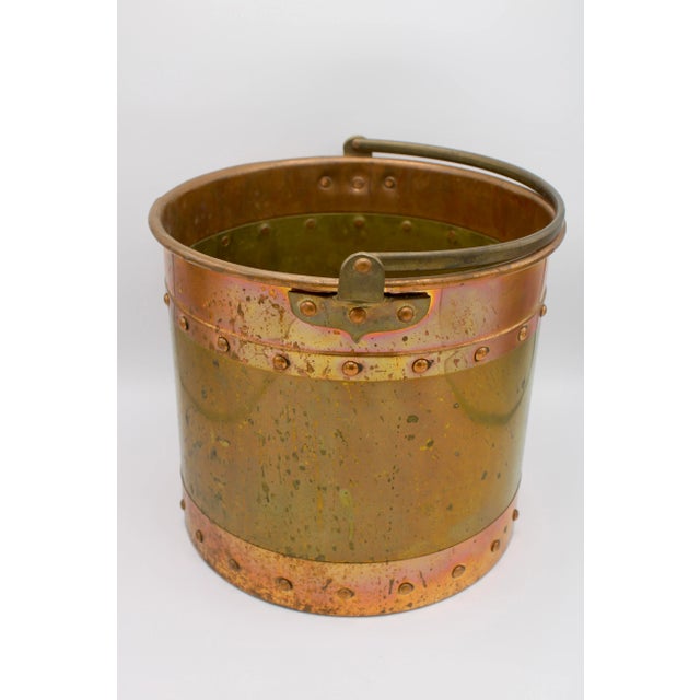 Antique Traditional Brass and Copper Bucket For Sale - Image 9 of 12