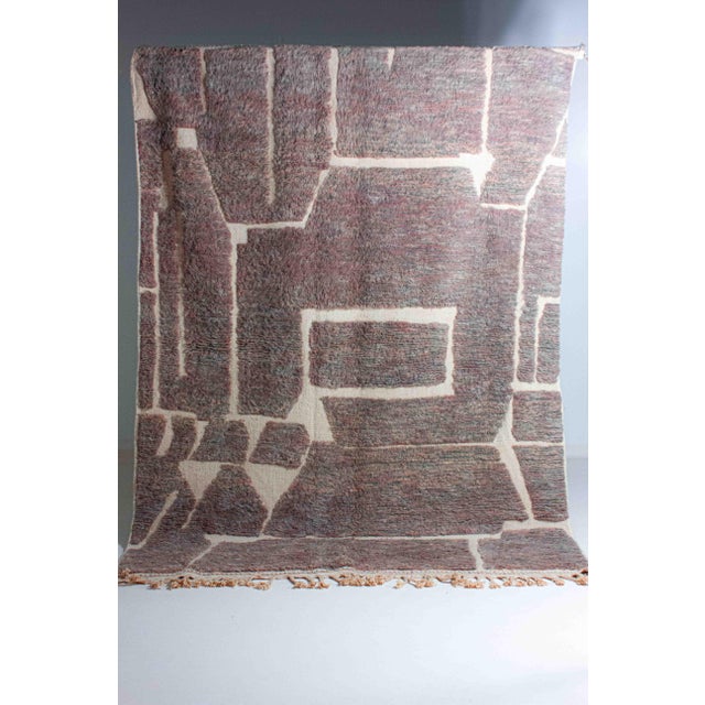 Vintage Plushy Wool Folk Art Berber Rug in with Abstract Patterns, 1970s For Sale - Image 11 of 12