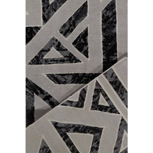Rug & Kilim’s Art Deco Style Modern Rug in Gray, Black Geometric Pattern For Sale In New York - Image 6 of 6