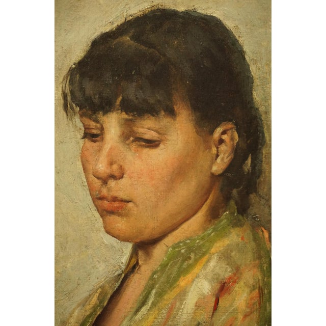 Giovanni Fattori, Portrait of a Woman, 19th Century, Oil Painting on Canvas, Framed For Sale - Image 17 of 18