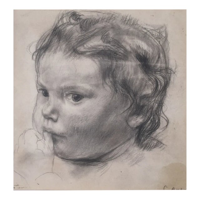 Carl Albert Angst, Portrait d'Enfant, Pencil on Paper, Framed For Sale