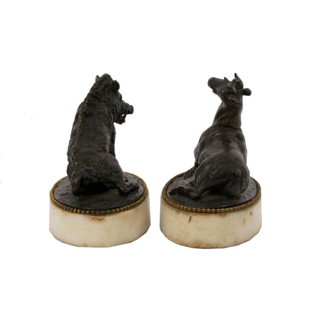 Antique Bronze Sculpture Paperweights: Wounded Stag & Wild Boar - a Pair For Sale - Image 6 of 12