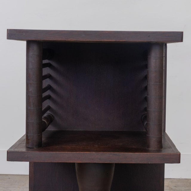 Brown Pair of 1940s French Oak End Tables by Charles Dudouyt, Attributed For Sale - Image 8 of 15