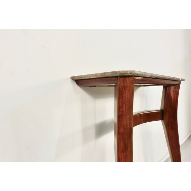 Mid-Century Modern Italian Console Table in Teak and Marble For Sale - Image 6 of 11