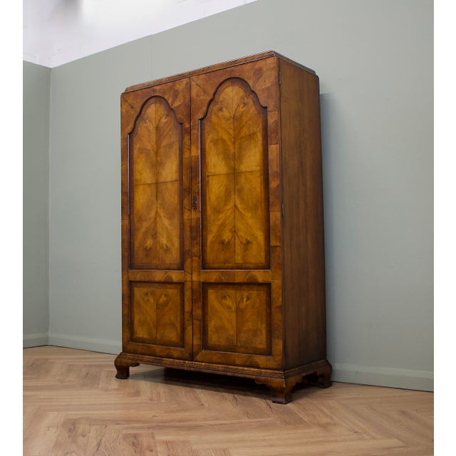 Vintage Art Deco Wardrobe in Burr Walnut, 1920s For Sale - Image 4 of 11