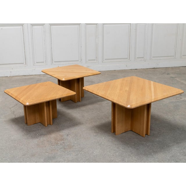 Mid-Century Modern Nesting Tables in Light Oak, 1980s, Set of 3 For Sale - Image 3 of 10