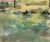 A beautiful and relaxing modern expressionist watercolor depticting a calm lake and rocky shore. Shades of green, blue,...