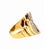 Vintage 18K two-tone cocktail ring, featuring a pave diamond set white gold center with an interlocking swirl design...