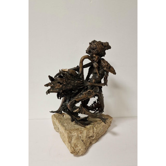 Nuccio Fontanella, Leda and the Swan, 1970s, Bronze & Marble For Sale - Image 15 of 15