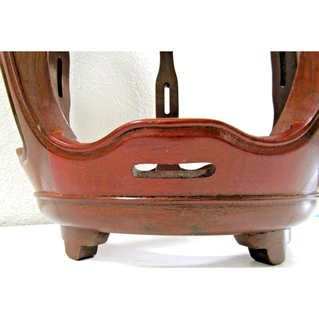 Wood Vintage Rosewood Hollywood Regency Barrel Stool Drum Plant Stand For Sale - Image 7 of 12