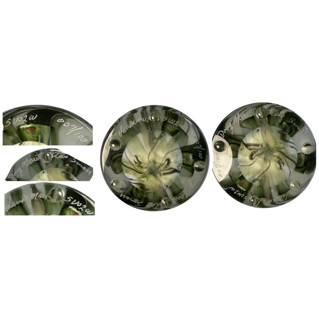 Signed Vandermark-Merritt-Smarr Glass Sv02w 7/100 Numbered Art Glass Floral Cased Art Glass Vase For Sale - Image 17 of 17