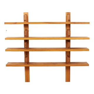 Wall Shelf B17 Bookcase for Wall Mounting in Elm Wood by Pierre Chapo, 1967 For Sale