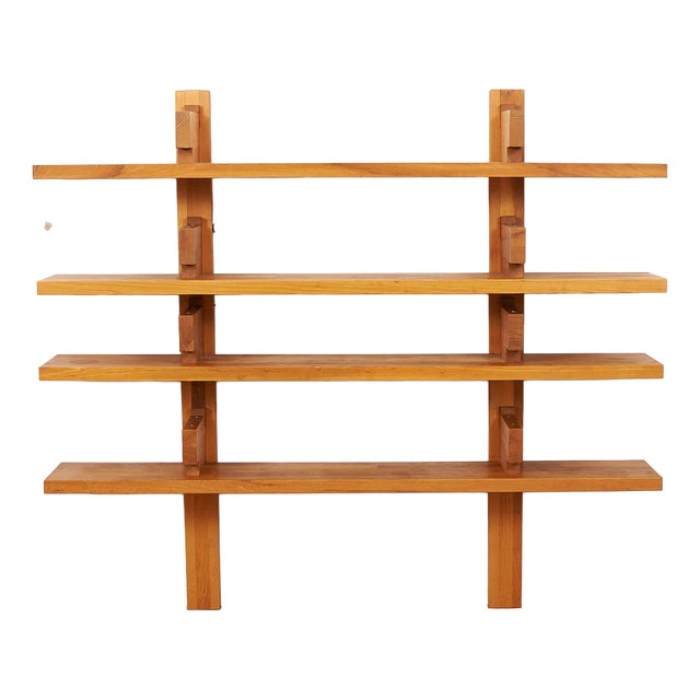 Wall Shelf B17 Bookcase for Wall Mounting in Elm Wood by Pierre Chapo, 1967 For Sale
