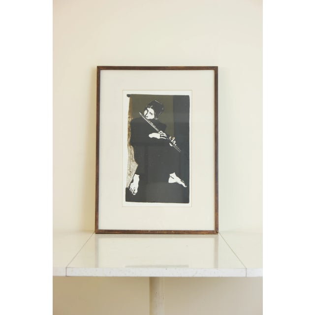 1970s Vintage Genevra Sloan "The Flutist" B&W Fine Art Print For Sale - Image 6 of 7