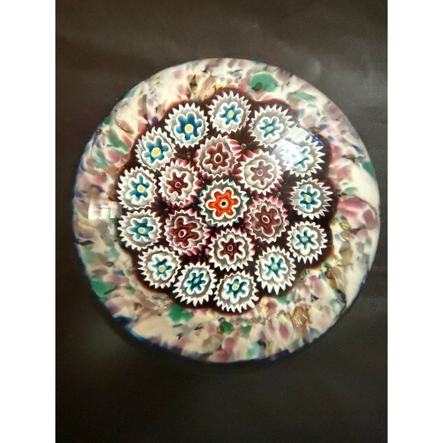 Glass Vintage Murano Millefiori Paper Weight With Confetti Base For Sale - Image 7 of 7