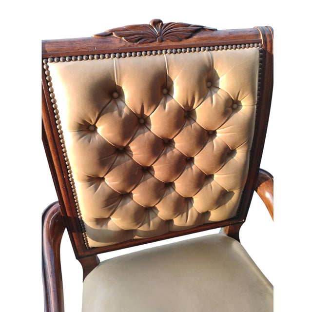 Camel 1970s Experience the Executive Luxury With the Vintage Jeffco Chesterfield Executive Leather Chair For Sale - Image 8 of 9