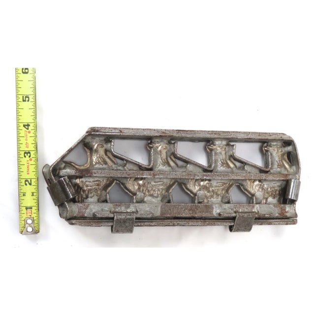 Vintage Metal 4 Roosters - Chickens Chocolate Factory Mold For Sale - Image 12 of 13