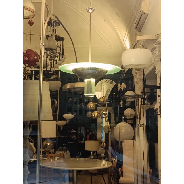 Chartreuse Glass and Metal Pendant by Pietro Chiesa for Fontana Arte, Italy, 1950s For Sale - Image 8 of 11